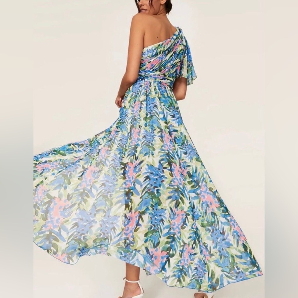 Badgley Mischka Floral One Shoulder Gown size 14